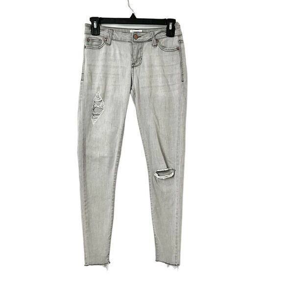 Celebrity Pink Light Gray Destroyed Raw Hem Mod Rise Ankle Skinny Size 25 - Picture 1 of 8